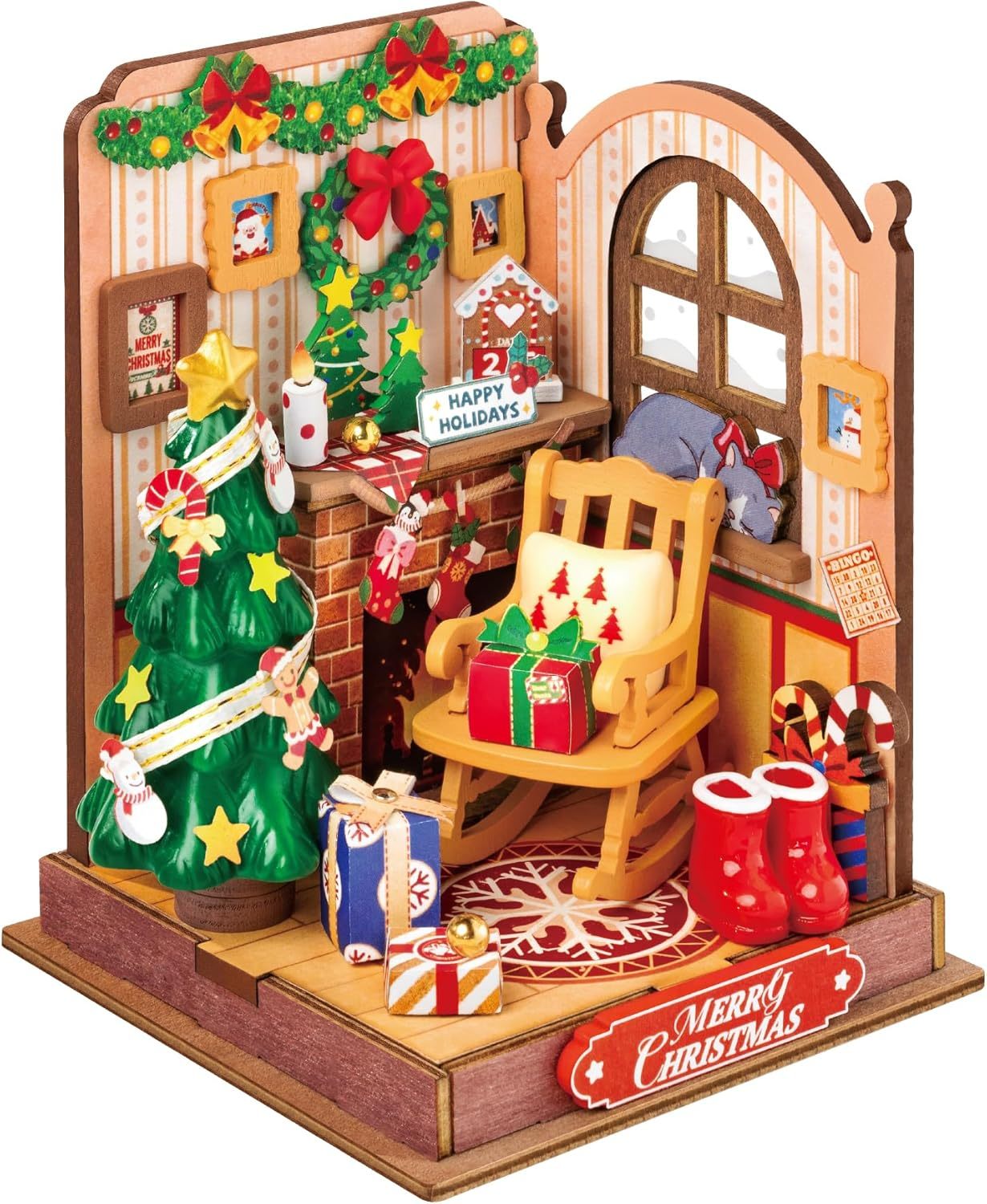 CraftAura Christmas Fireplace DIY Miniature House DS041