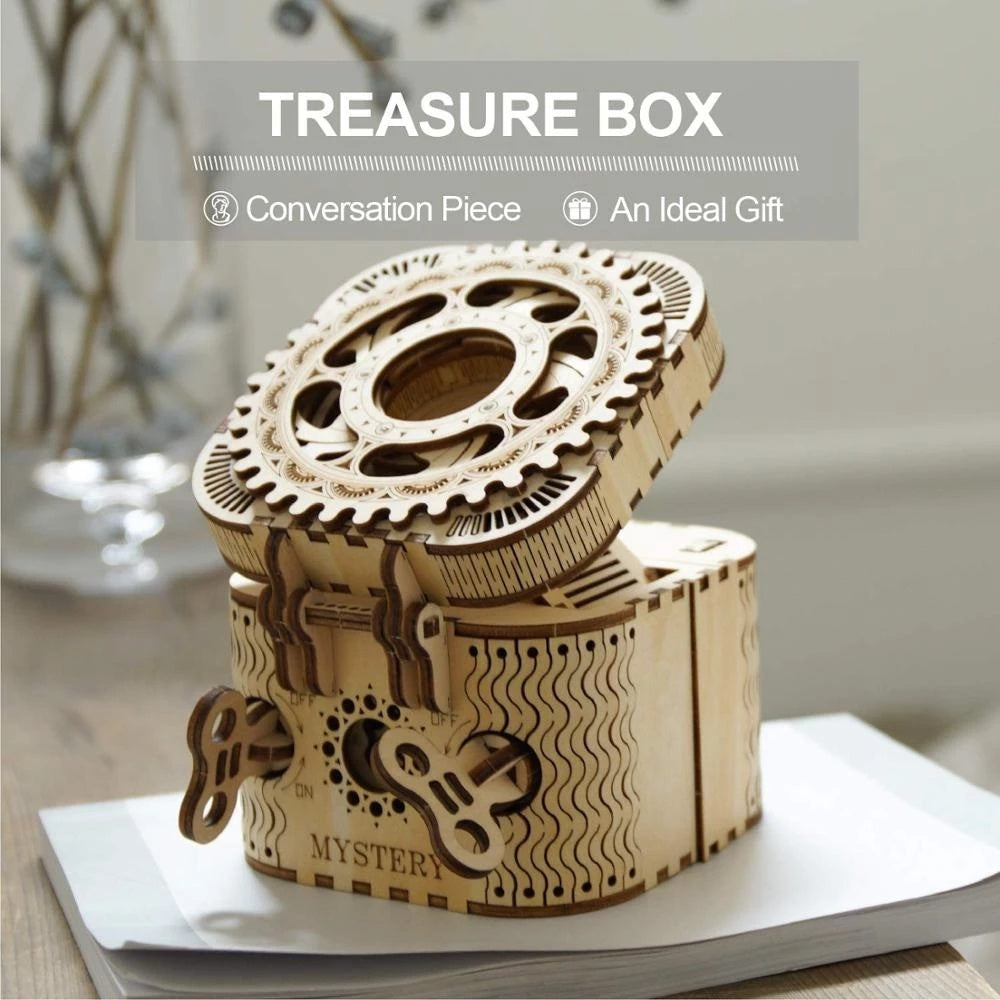 CraftAura Treasure Box Mechanical Gears 3D Wooden Puzzle LK502