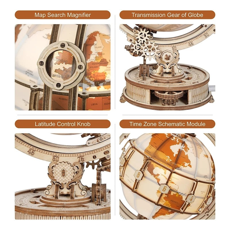 CraftAura Luminous Globe 3D Wooden Puzzle ST003