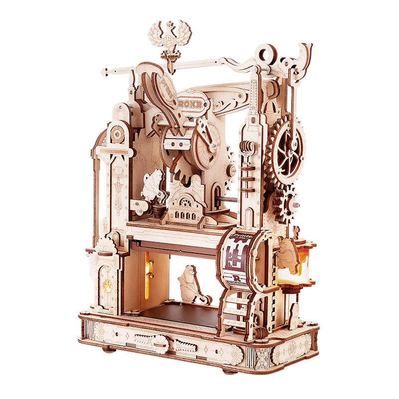 CraftAura Classic Printing Press Mechanical 3D Wooden Puzzle LK602