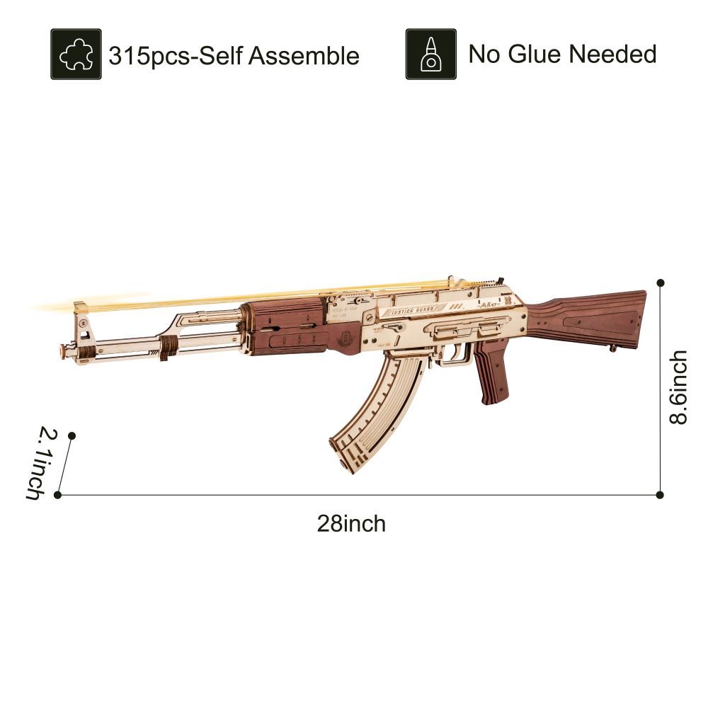 CraftAura AK-47 Assault Rifle Toy Gun 3D Wooden Puzzle LQ901