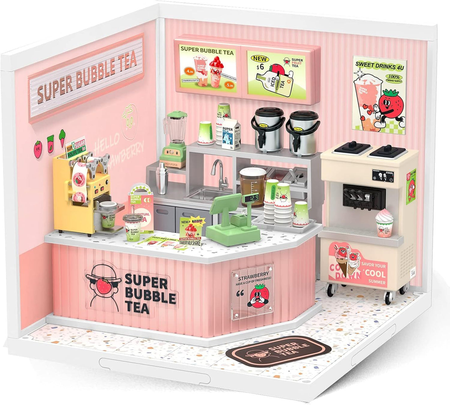 CraftAura Super Creator Double Joy Bubble Tea DIY Miniature House Kit DW006