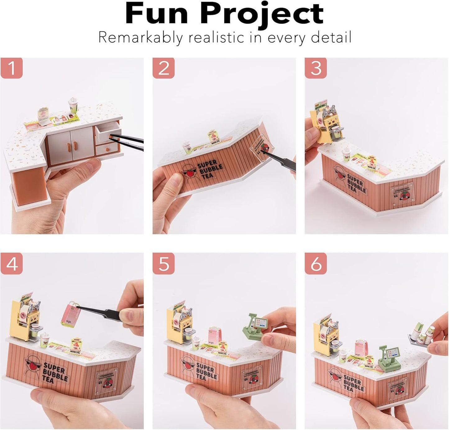 CraftAura Super Creator Double Joy Bubble Tea DIY Miniature House Kit DW006