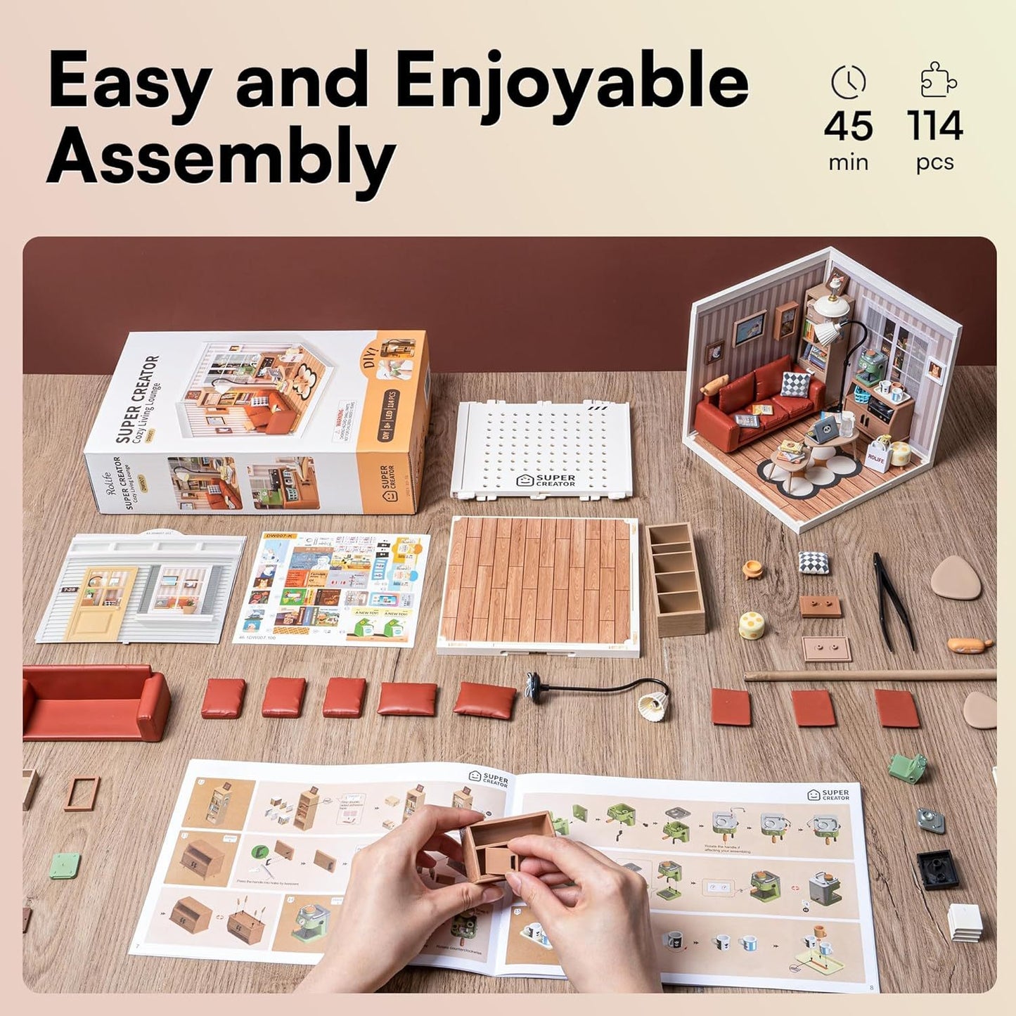 CraftAura Cozy Living Lounge Super Creator Miniature House DW007