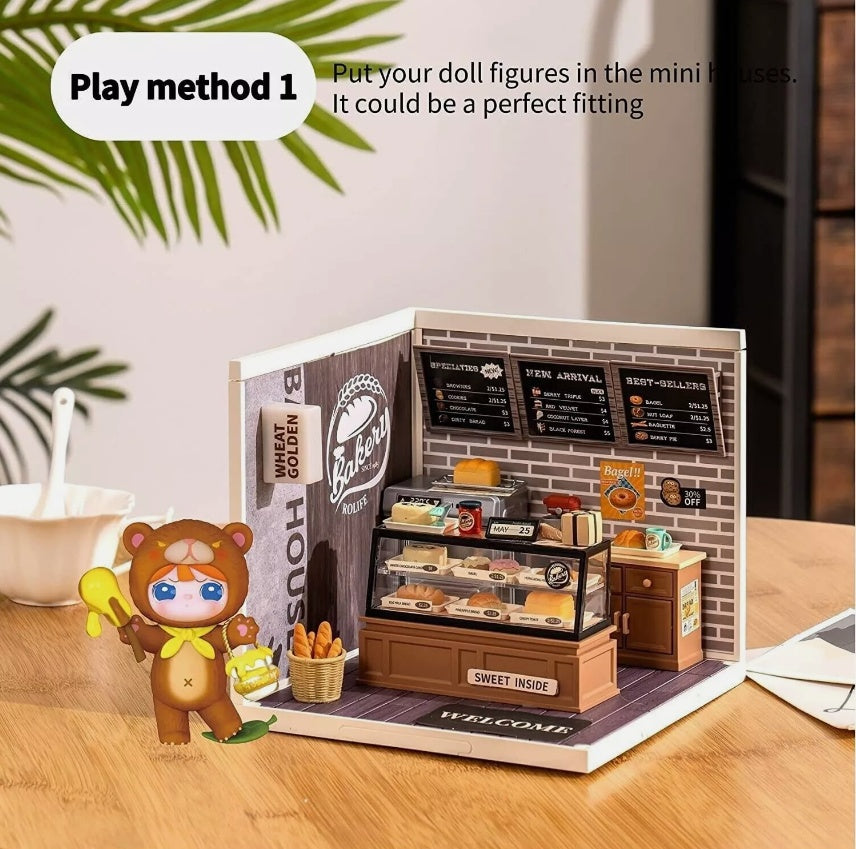 CraftAura Super Creator Golden Wheat Bakery DIY Miniature House Kit DW005