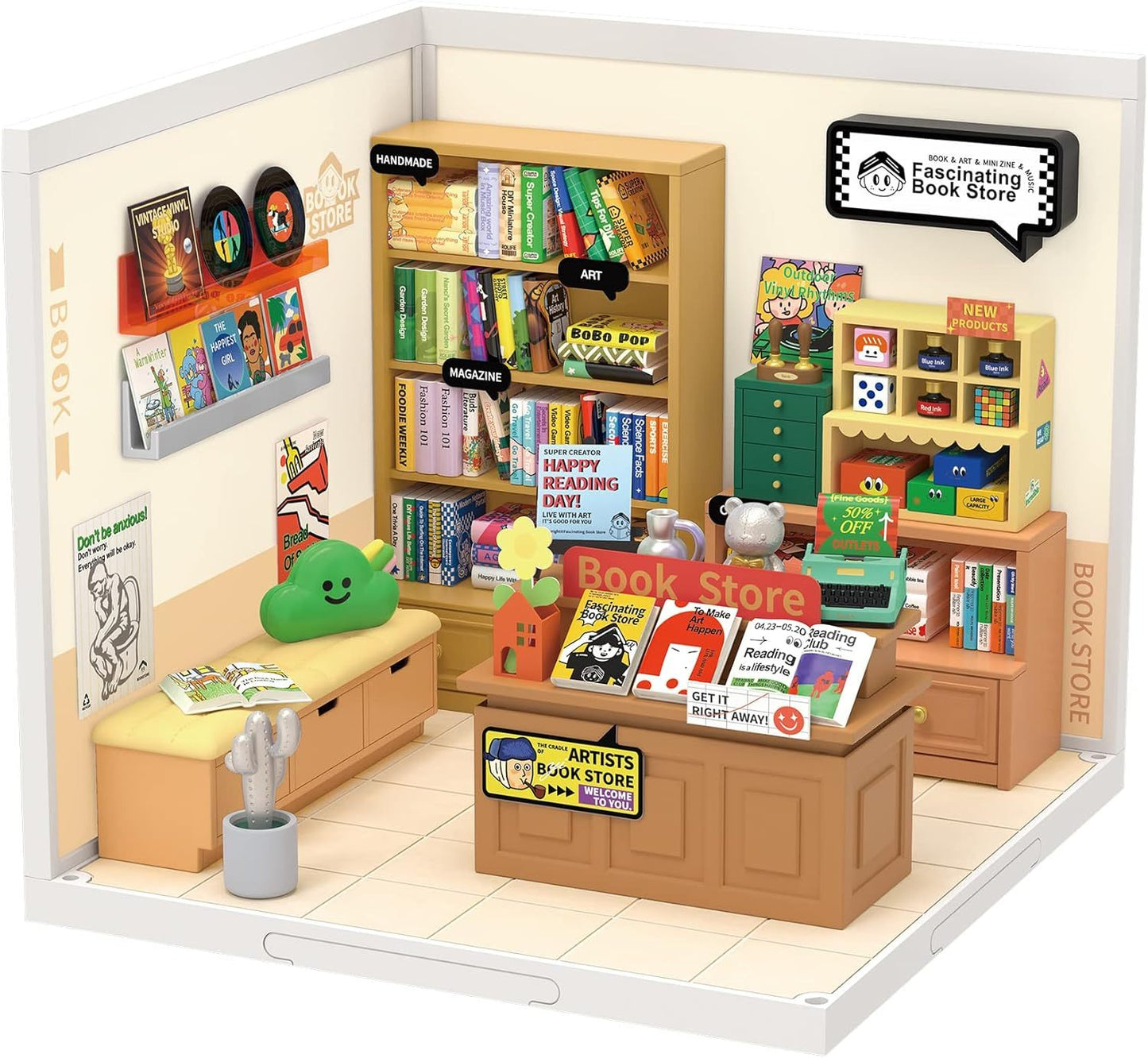 CraftAura Super Creator Fascinating Book Store DIY Miniature House Kit DW004