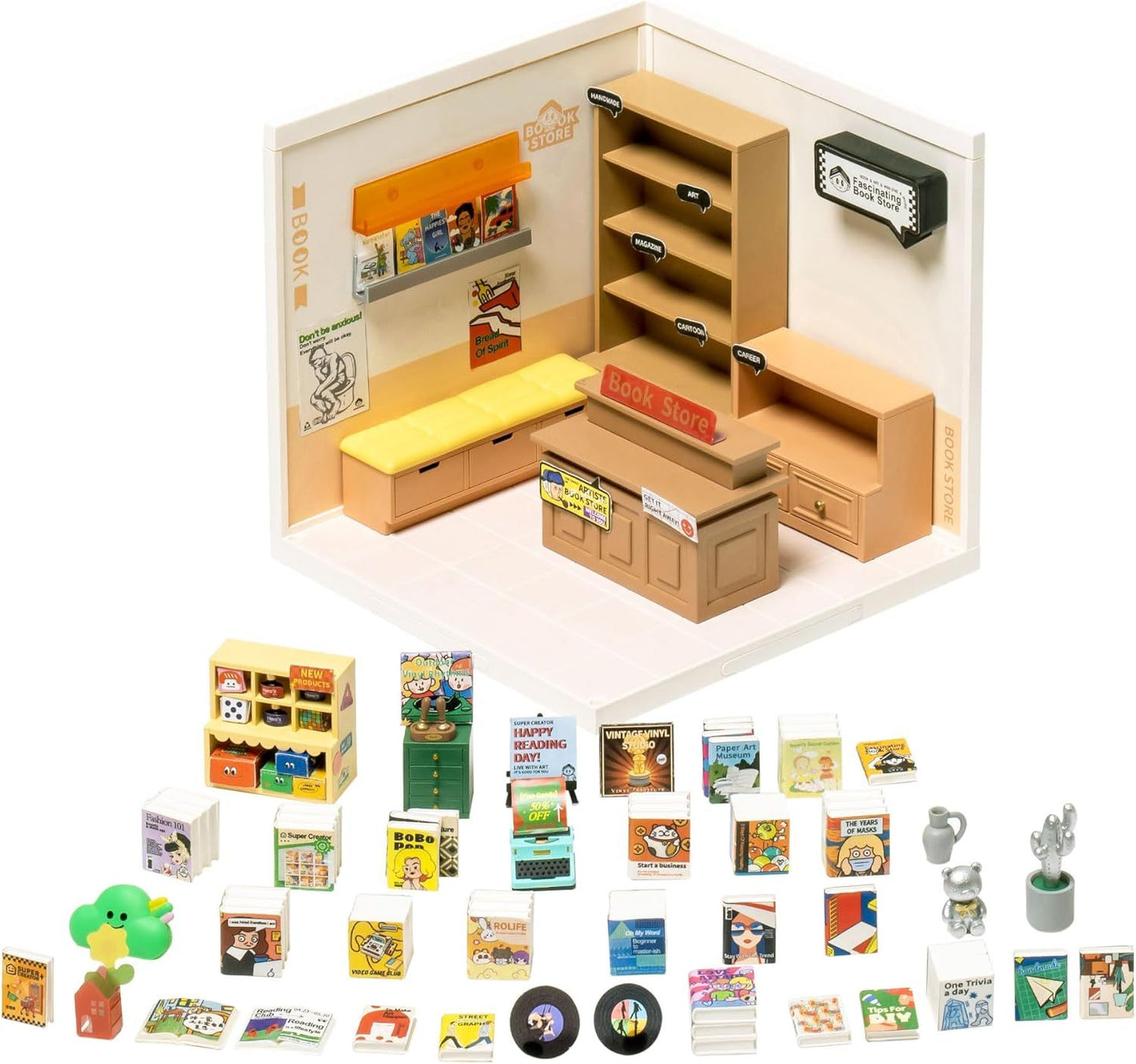 CraftAura Super Creator Fascinating Book Store DIY Miniature House Kit DW004