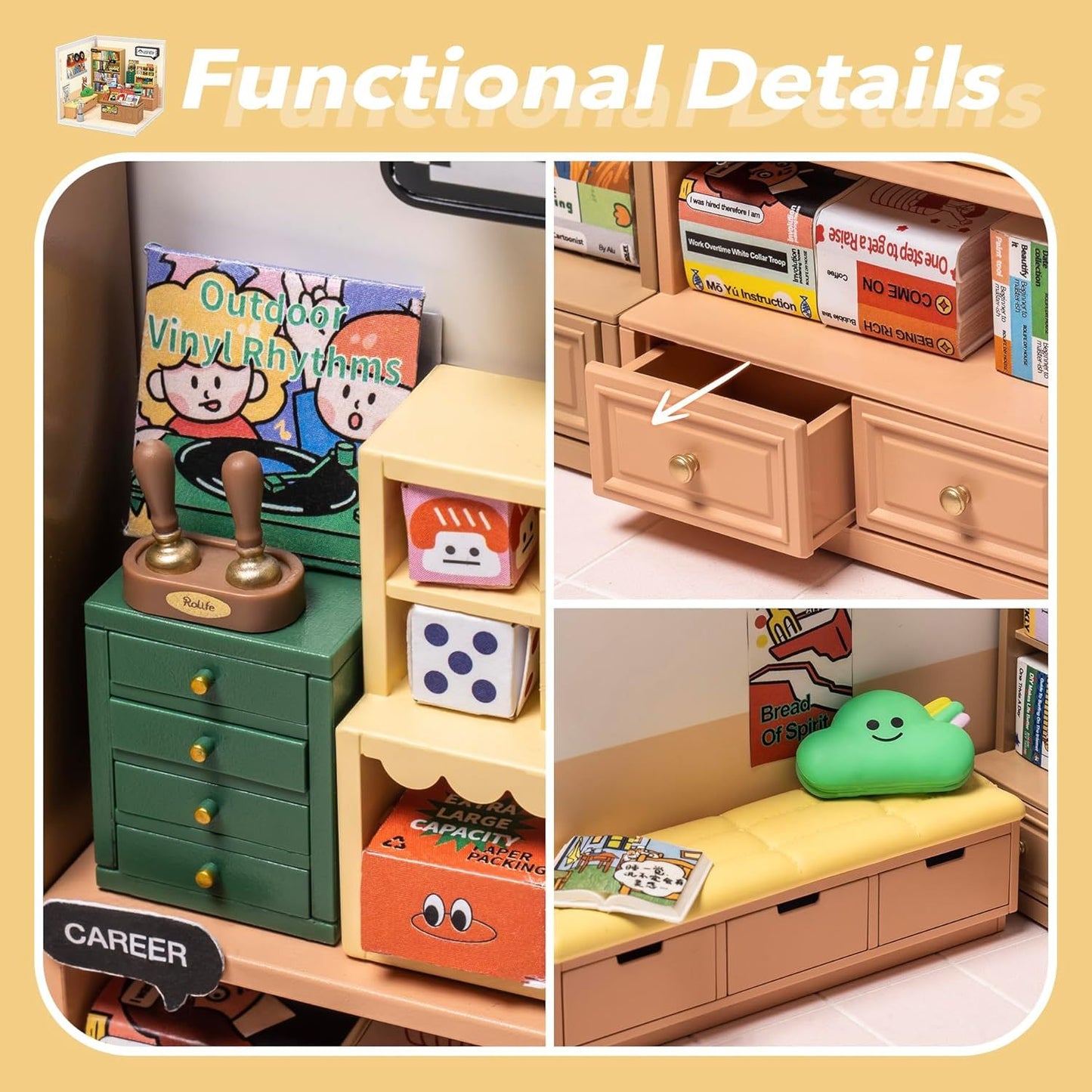 CraftAura Super Creator Fascinating Book Store DIY Miniature House Kit DW004