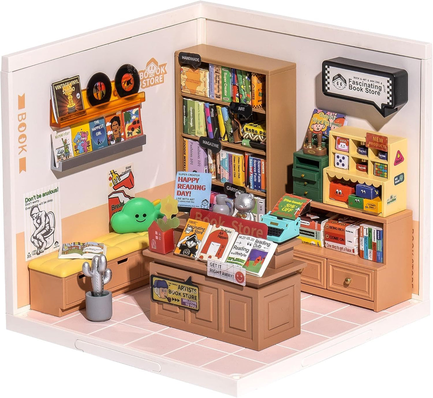 CraftAura Super Creator Fascinating Book Store DIY Miniature House Kit DW004