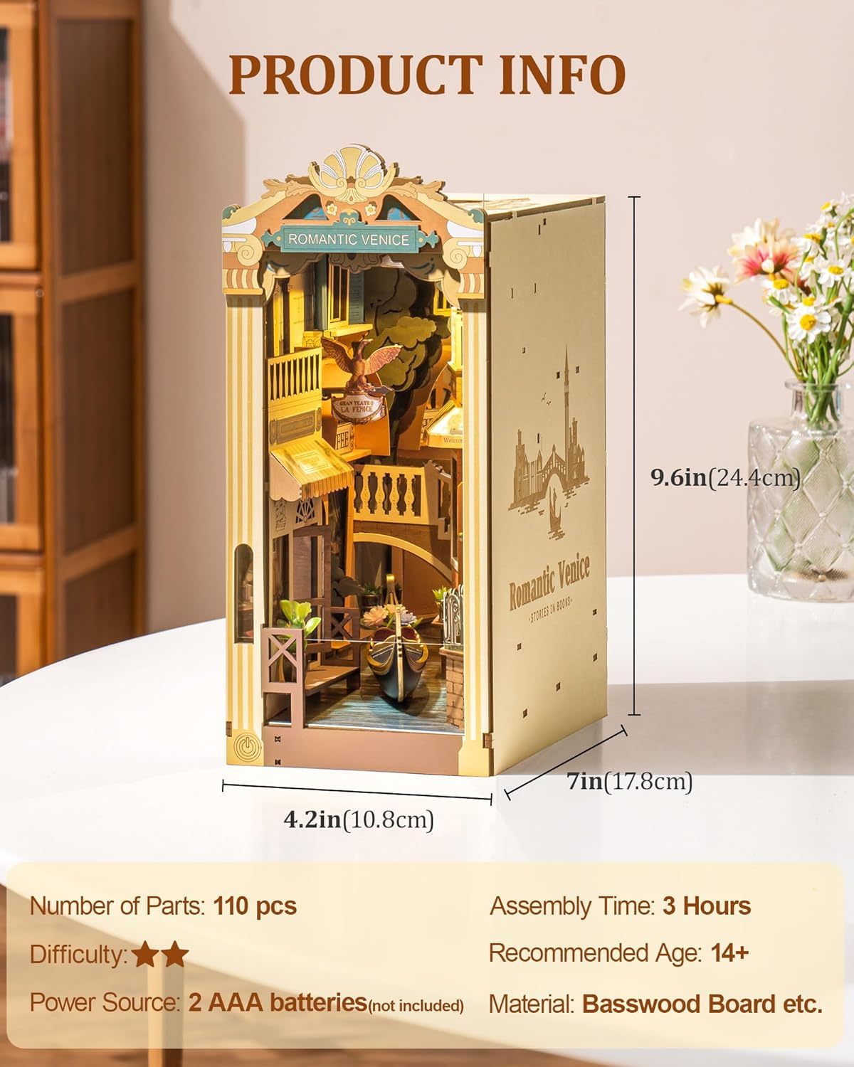CraftAura Romantic Venice DIY Book Nook Shelf Insert Kit TGB08