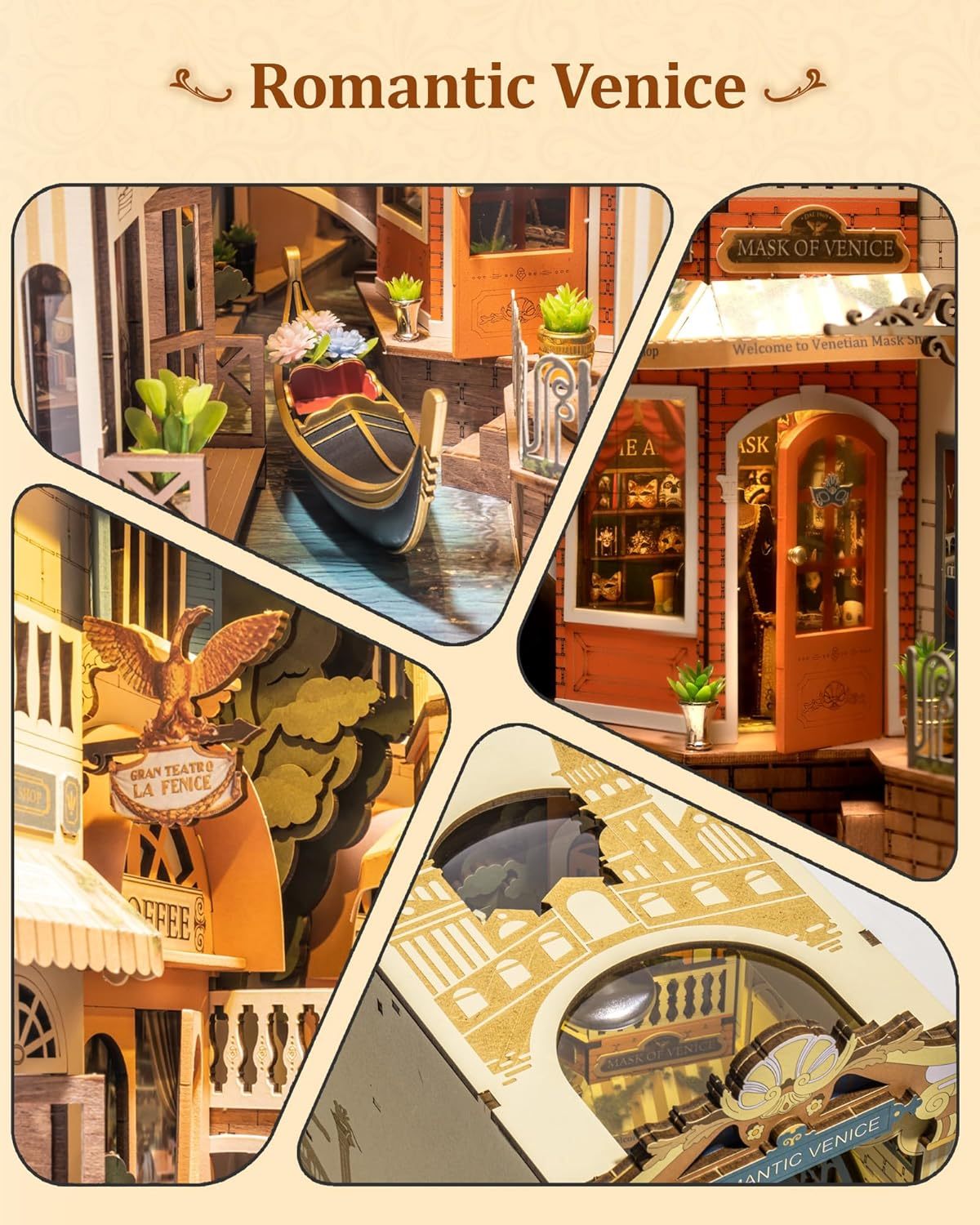 CraftAura Romantic Venice DIY Book Nook Shelf Insert Kit TGB08