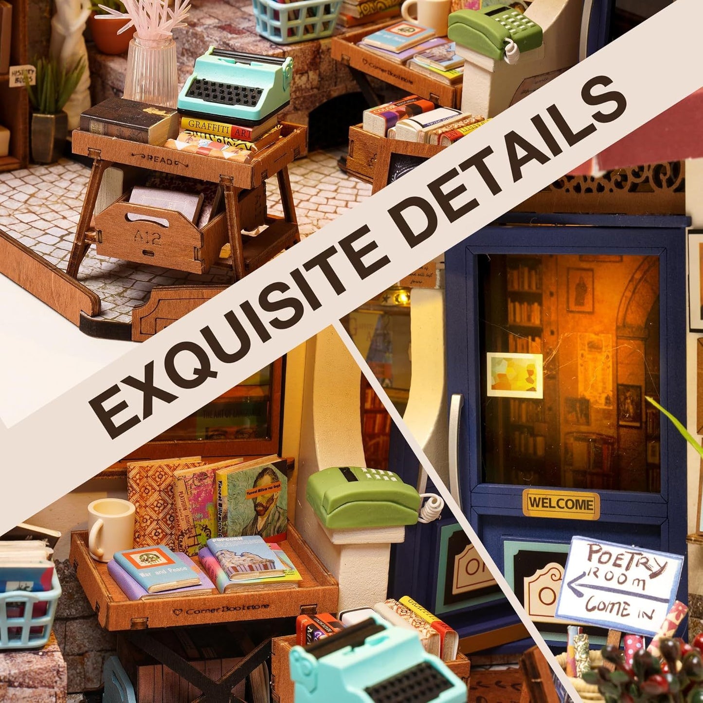 CraftAura Corner Bookstore DIY Miniature House Kit DG164