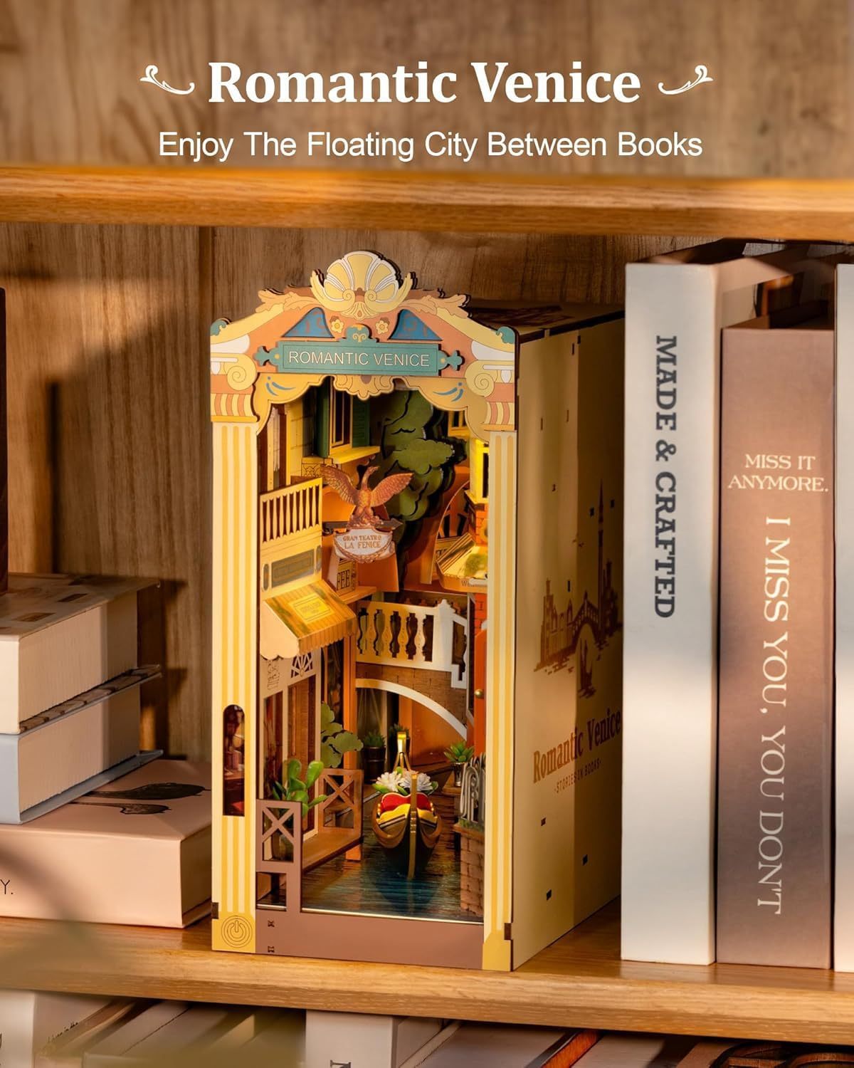 CraftAura Romantic Venice DIY Book Nook Shelf Insert Kit TGB08