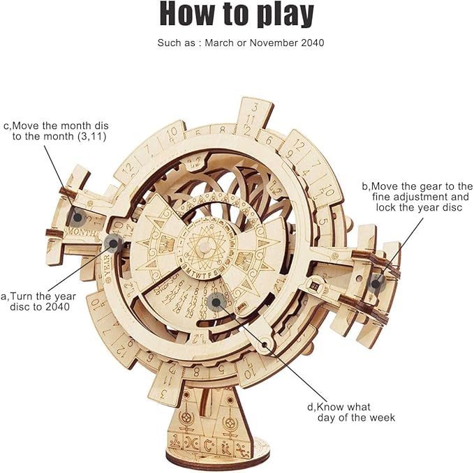 CraftAura Perpetual Calendar 3D Wooden Puzzle LK201