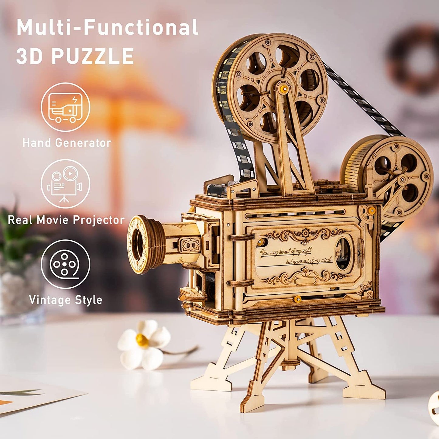 CraftAura Vitascope Movie Projector 3D Wooden Puzzle LK601