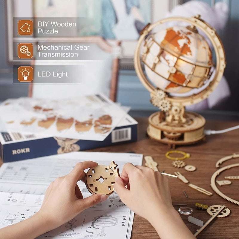 CraftAura Luminous Globe 3D Wooden Puzzle ST003