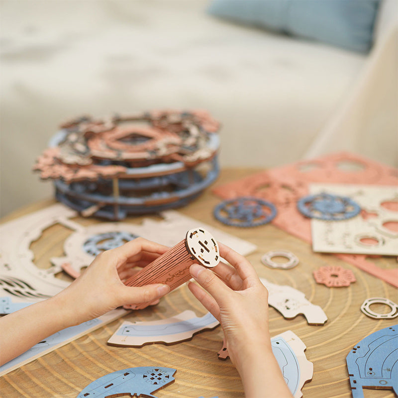 CraftAura Romantic Note Wall Clock Mechanical Gear 3D Wooden Puzzle LC701