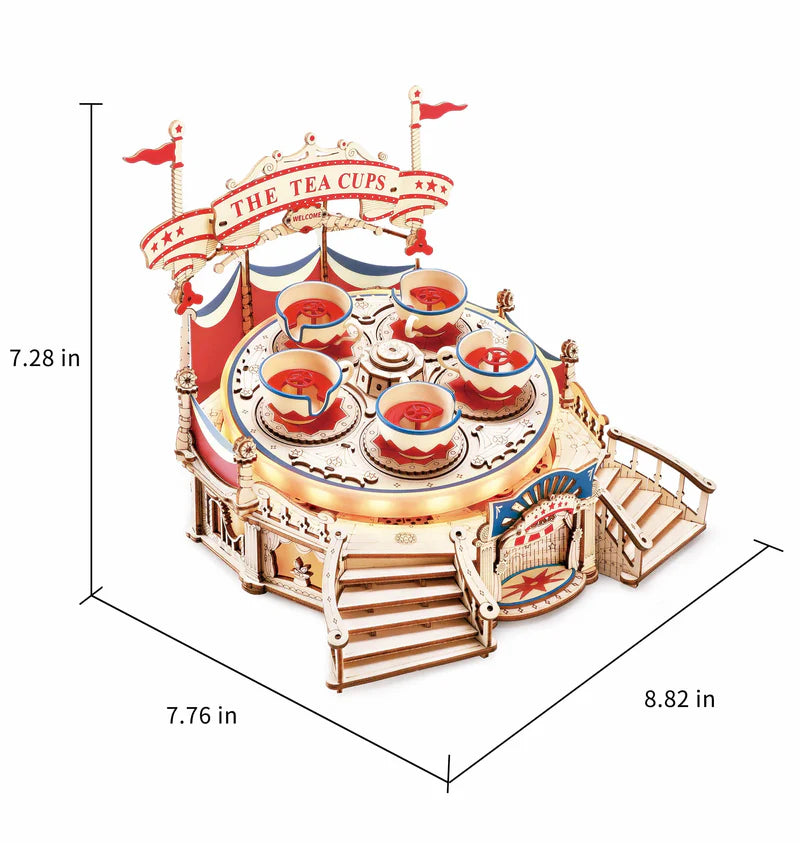 CraftAura Tilt-A-Whirl DIY Music Box 3D Wooden Puzzle EA04
