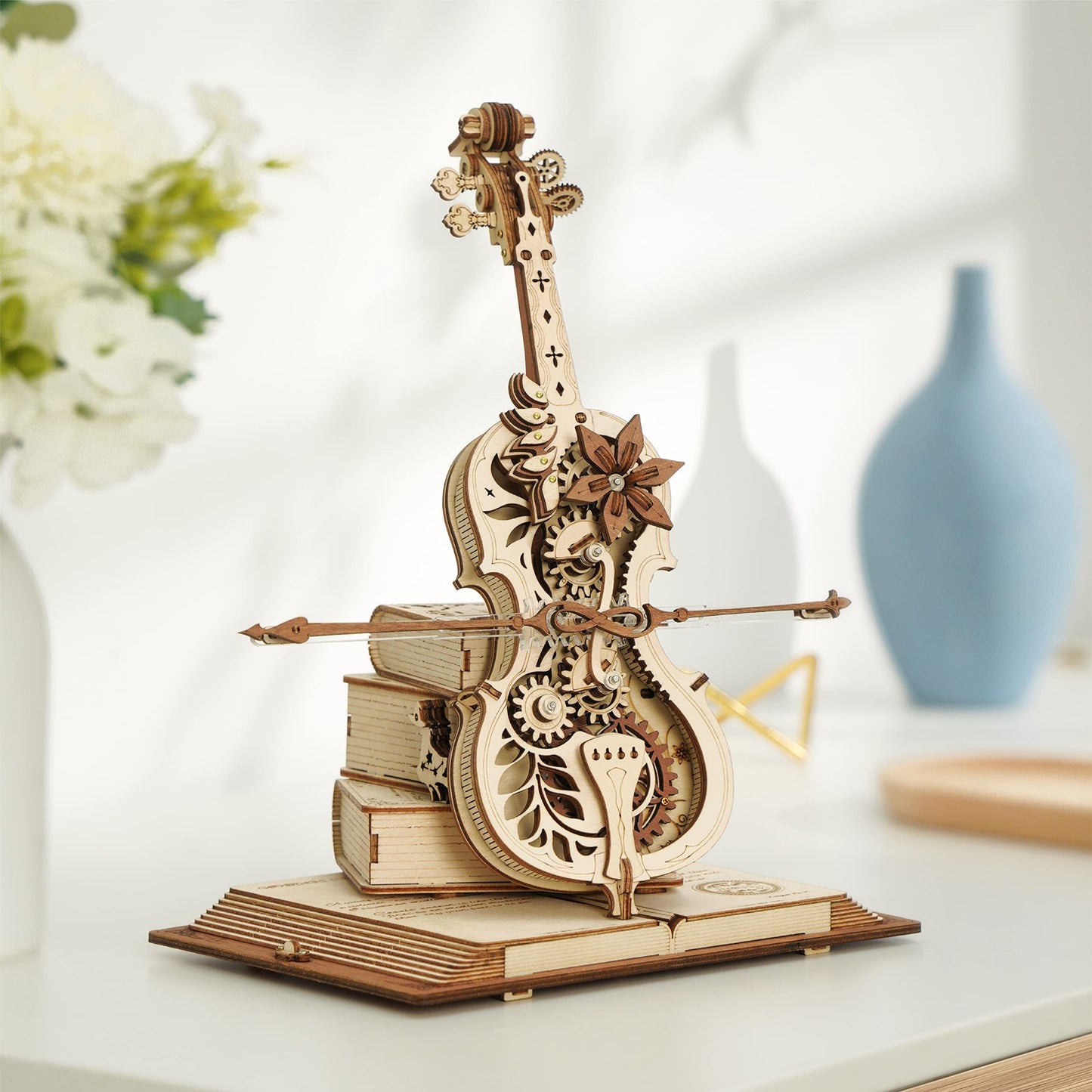 CraftAura Magic Cello Mechanical Music Box 3D Wooden Puzzle AMK63