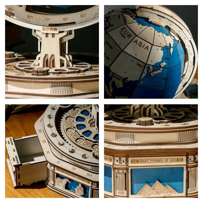 CraftAura Luminous Globe 3D Wooden Puzzle