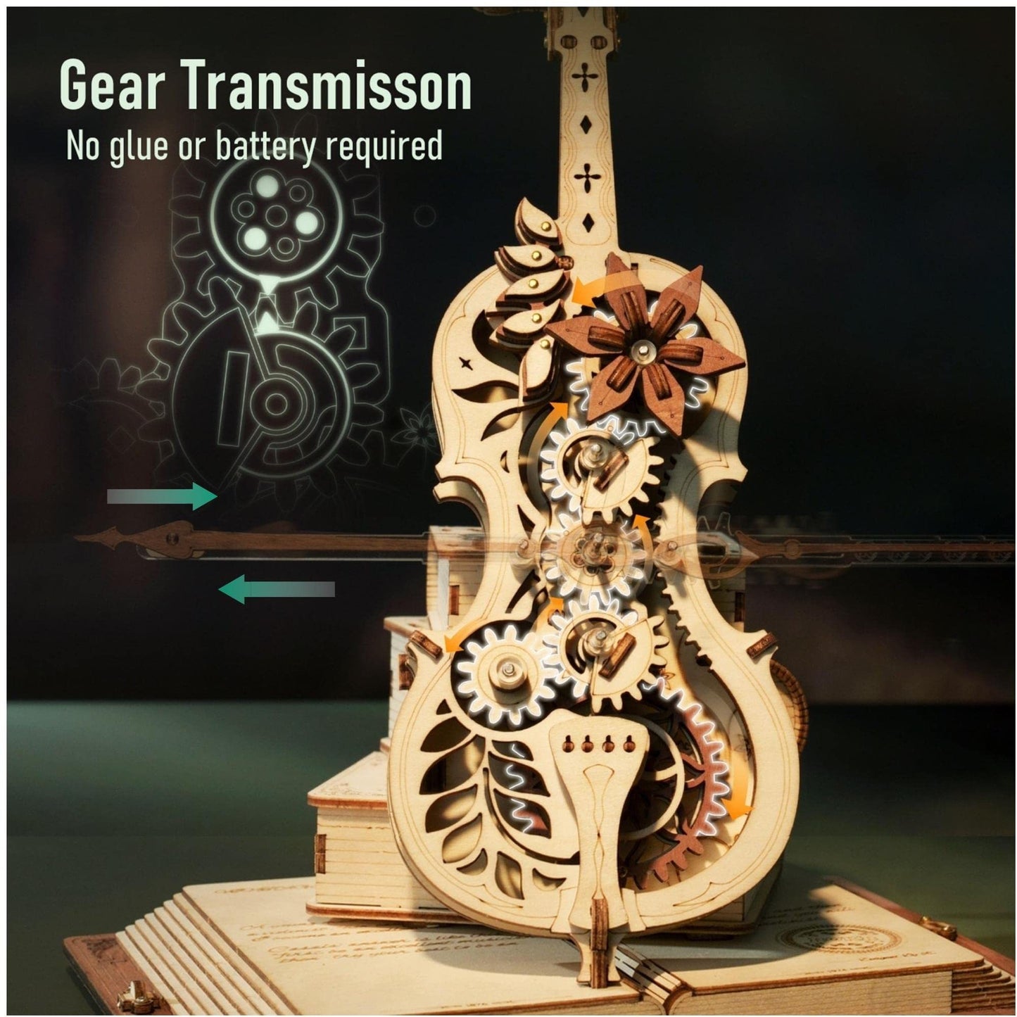 CraftAura Magic Cello Mechanical Music Box 3D Wooden Puzzle AMK63