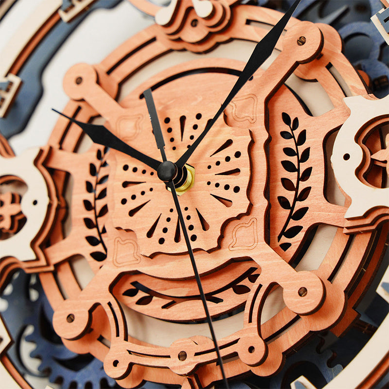 CraftAura Romantic Note Wall Clock Mechanical Gear 3D Wooden Puzzle LC701