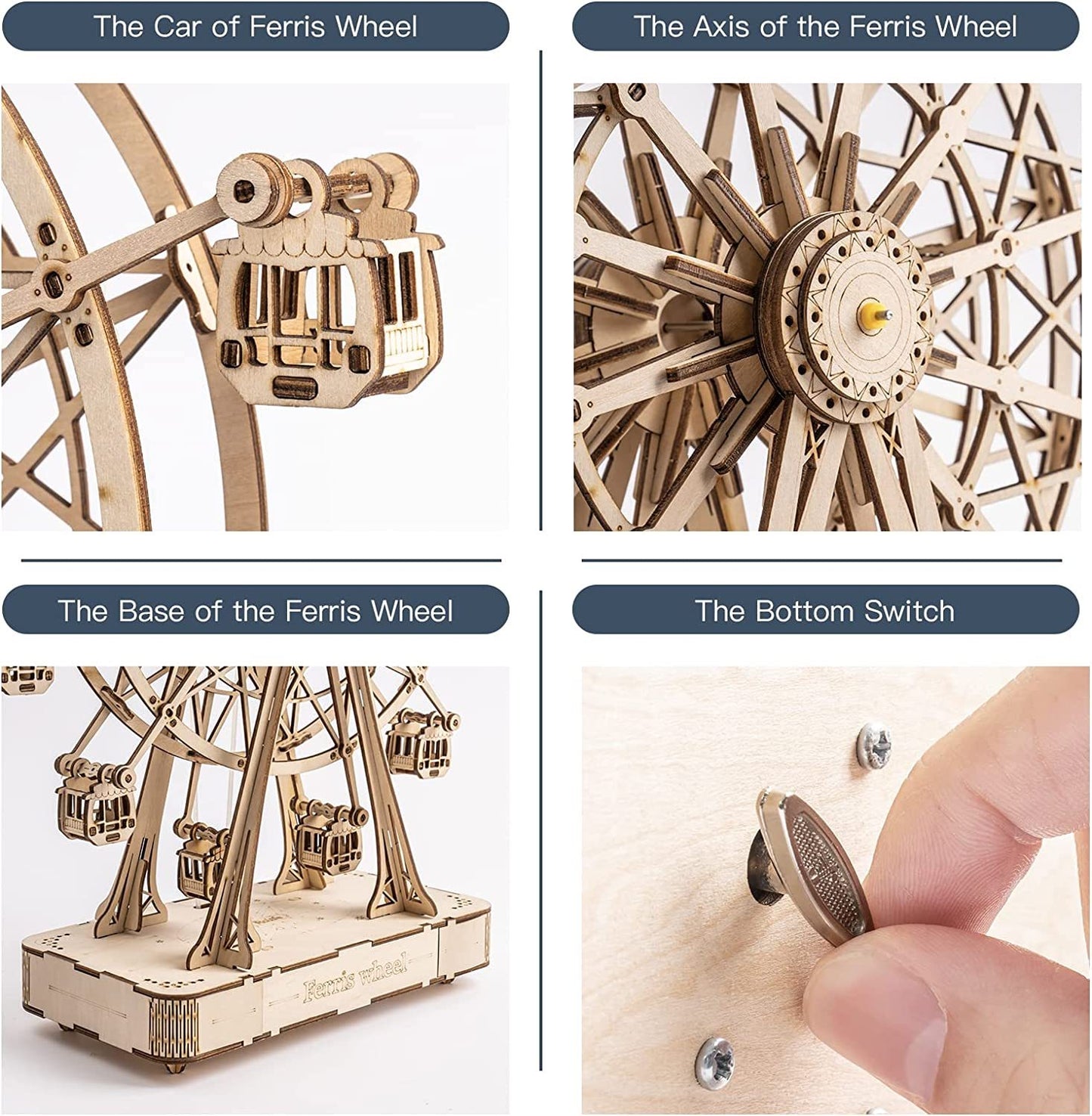 CraftAura Ferris Wheel 3D Wooden Puzzle Music Box TGN01