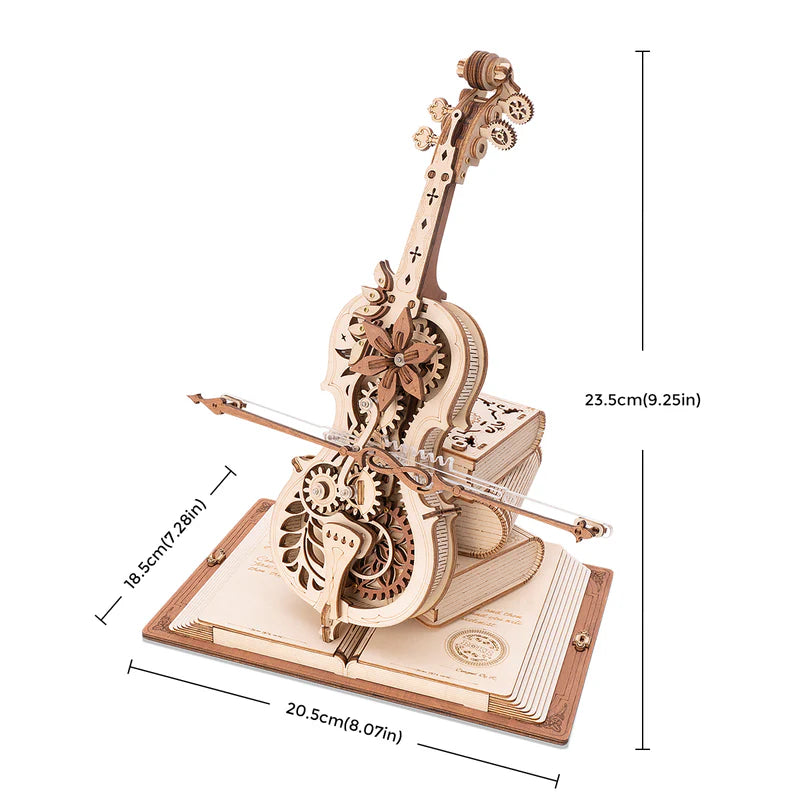 CraftAura Magic Cello Mechanical Music Box 3D Wooden Puzzle AMK63
