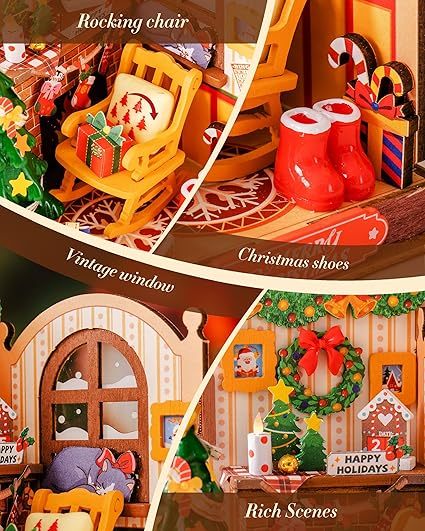 CraftAura Christmas Fireplace DIY Miniature House DS041