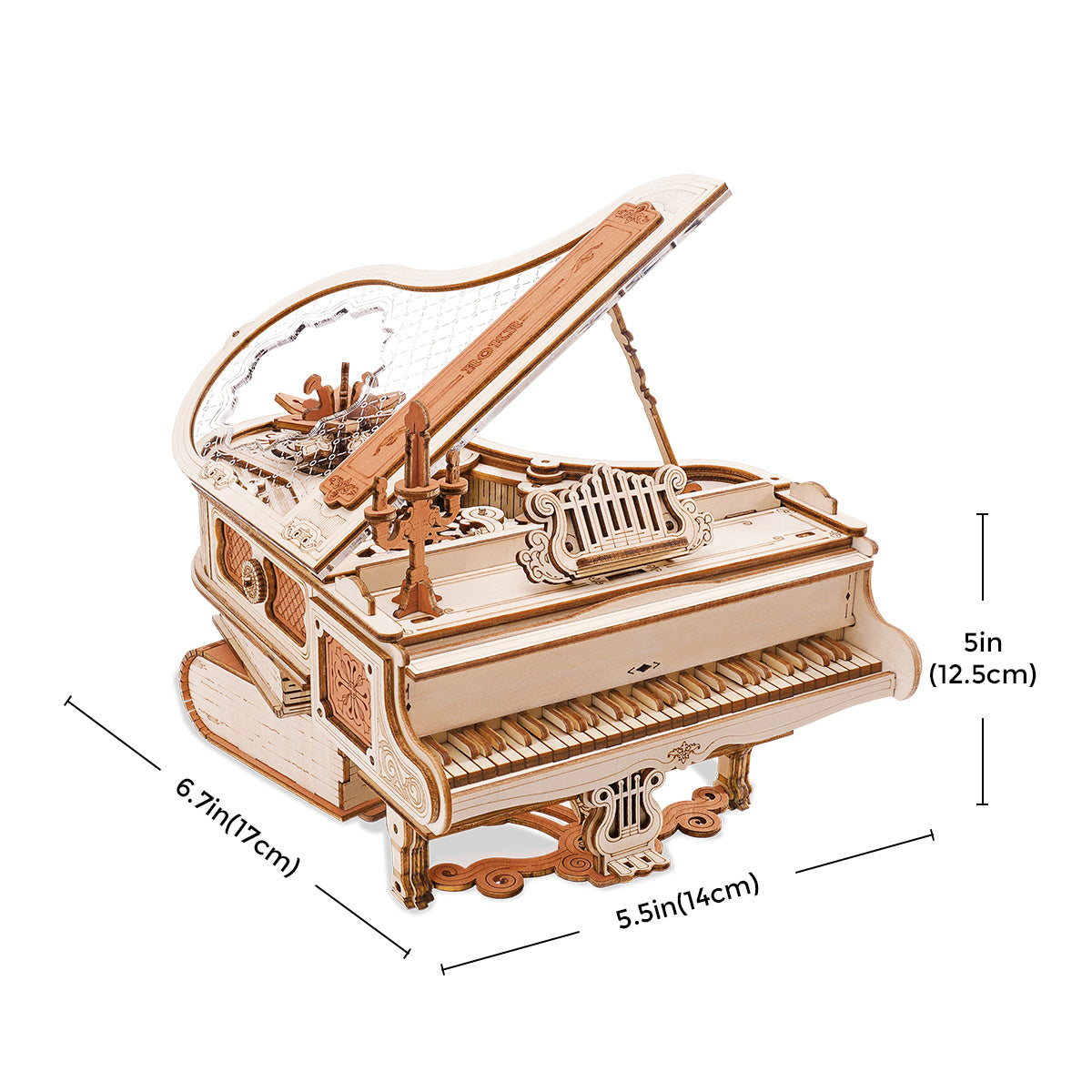 CraftAura Magic Piano Mechanical Music Box 3D Wooden Puzzle AMK81