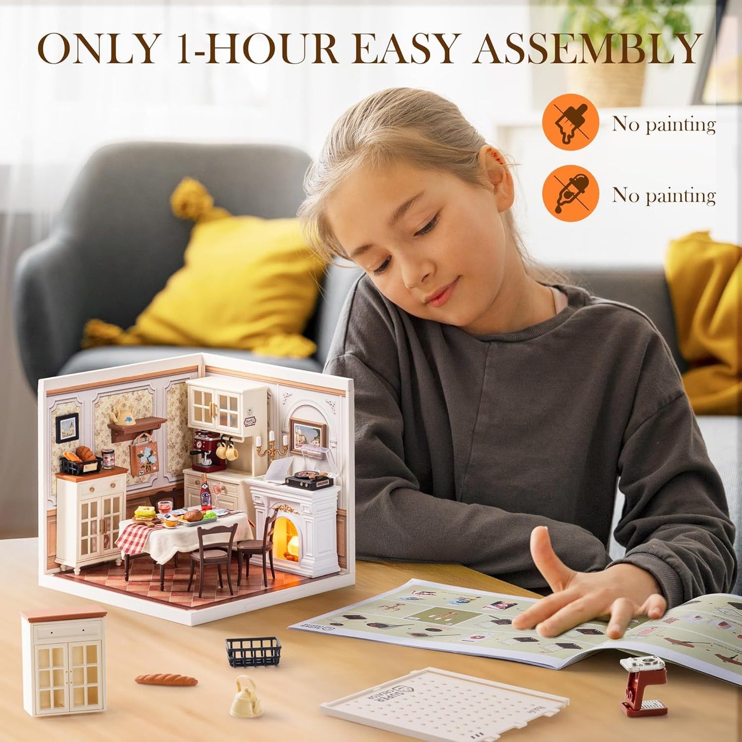 CraftAura Warm Dining Room DIY Miniature House DW015B