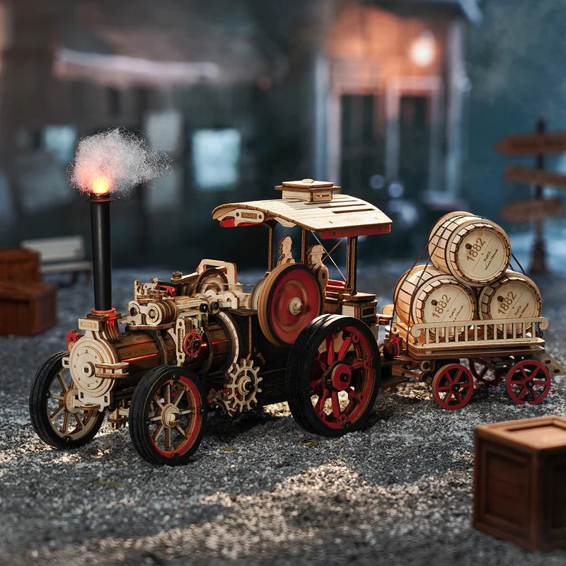 CraftAura Steam Engine Mechanical 3D Wooden Puzzle LKA01 (Battery powered)