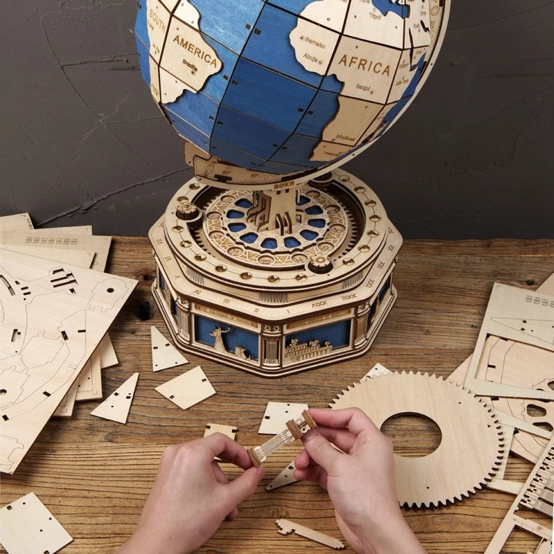 CraftAura Luminous Globe 3D Wooden Puzzle