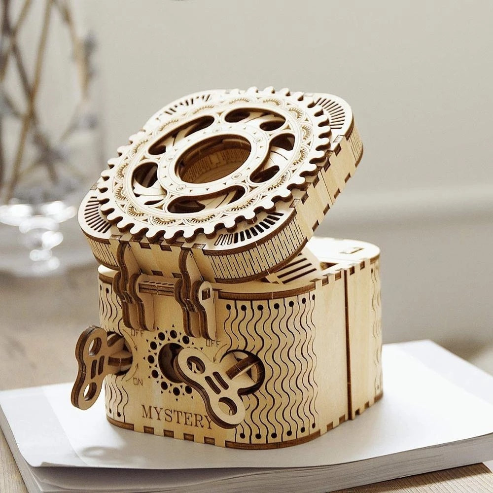 CraftAura Treasure Box Mechanical Gears 3D Wooden Puzzle LK502