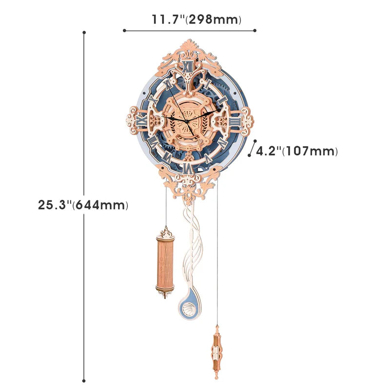 CraftAura Romantic Note Wall Clock Mechanical Gear 3D Wooden Puzzle LC701
