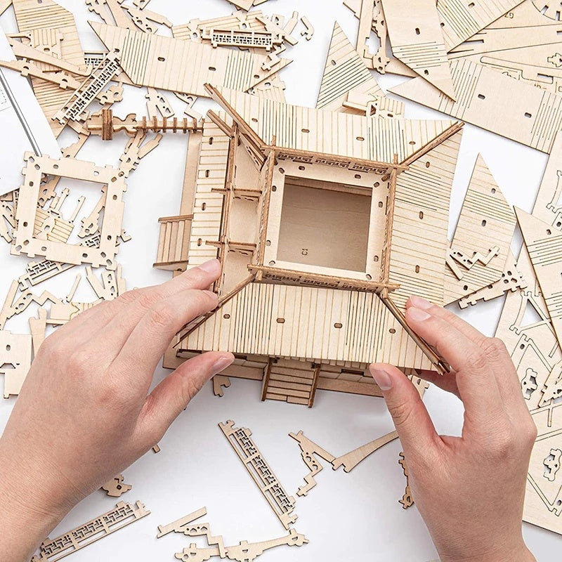 CraftAura DIY Five-storied Pagoda 3D Wooden Puzzle TGN02