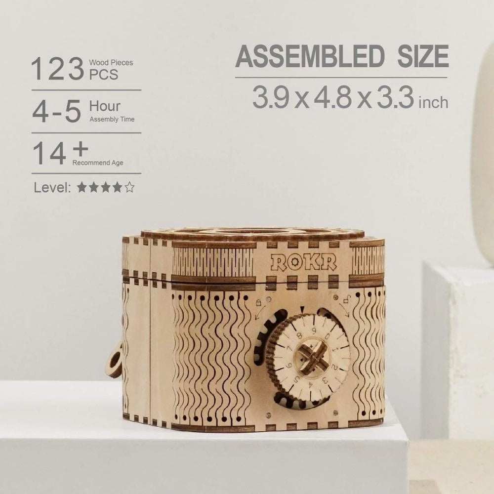 CraftAura Treasure Box Mechanical Gears 3D Wooden Puzzle LK502