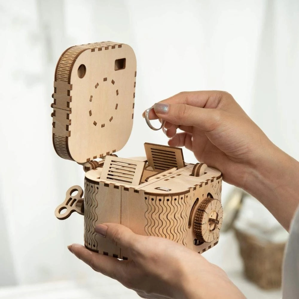 CraftAura Treasure Box Mechanical Gears 3D Wooden Puzzle LK502