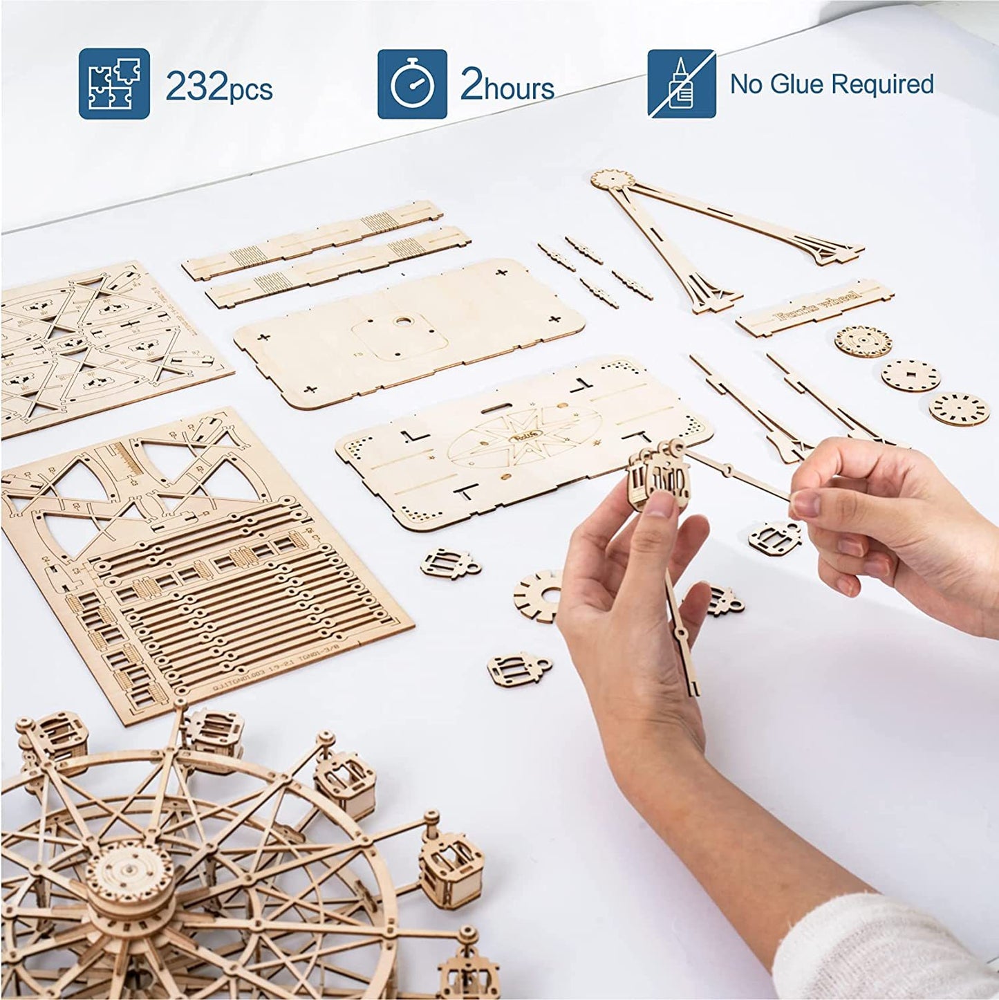CraftAura Ferris Wheel 3D Wooden Puzzle Music Box TGN01