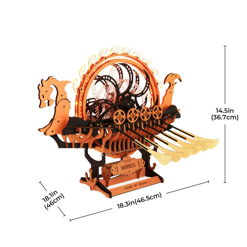 CraftAura Viking Dragon Ship Mechanical 3D Wooden Puzzle LK802