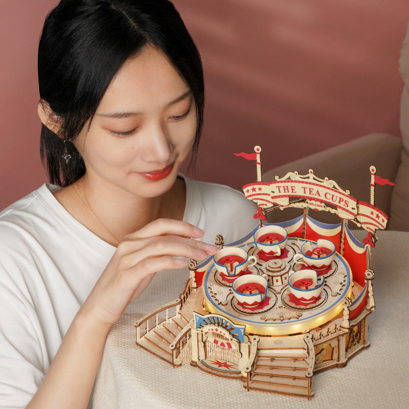 CraftAura Tilt-A-Whirl DIY Music Box 3D Wooden Puzzle EA04