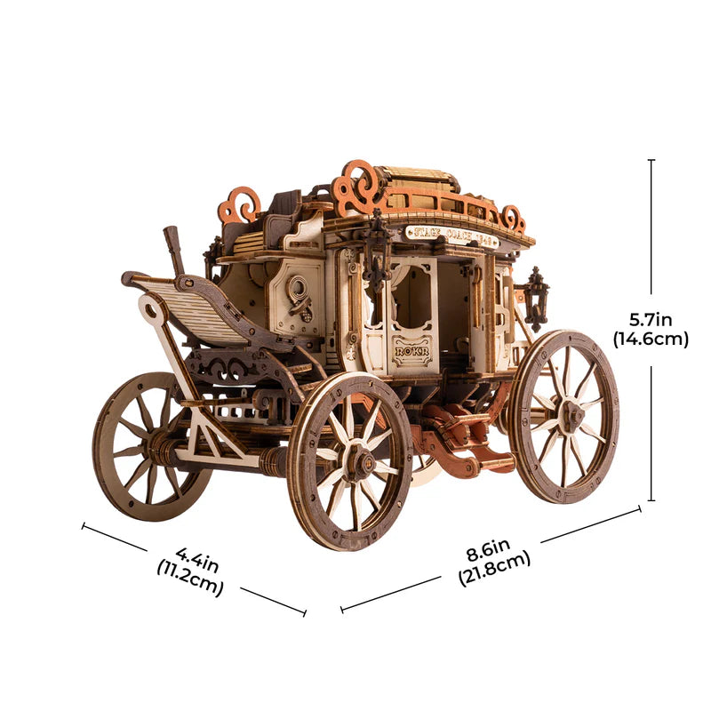 CraftAura Stagecoach Mechanical Music Box 3D Wooden Puzzle AMKA1