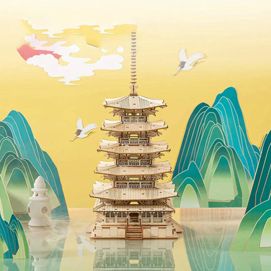 CraftAura DIY Five-storied Pagoda 3D Wooden Puzzle TGN02
