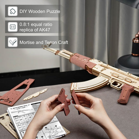CraftAura AK-47 Assault Rifle Toy Gun 3D Wooden Puzzle LQ901