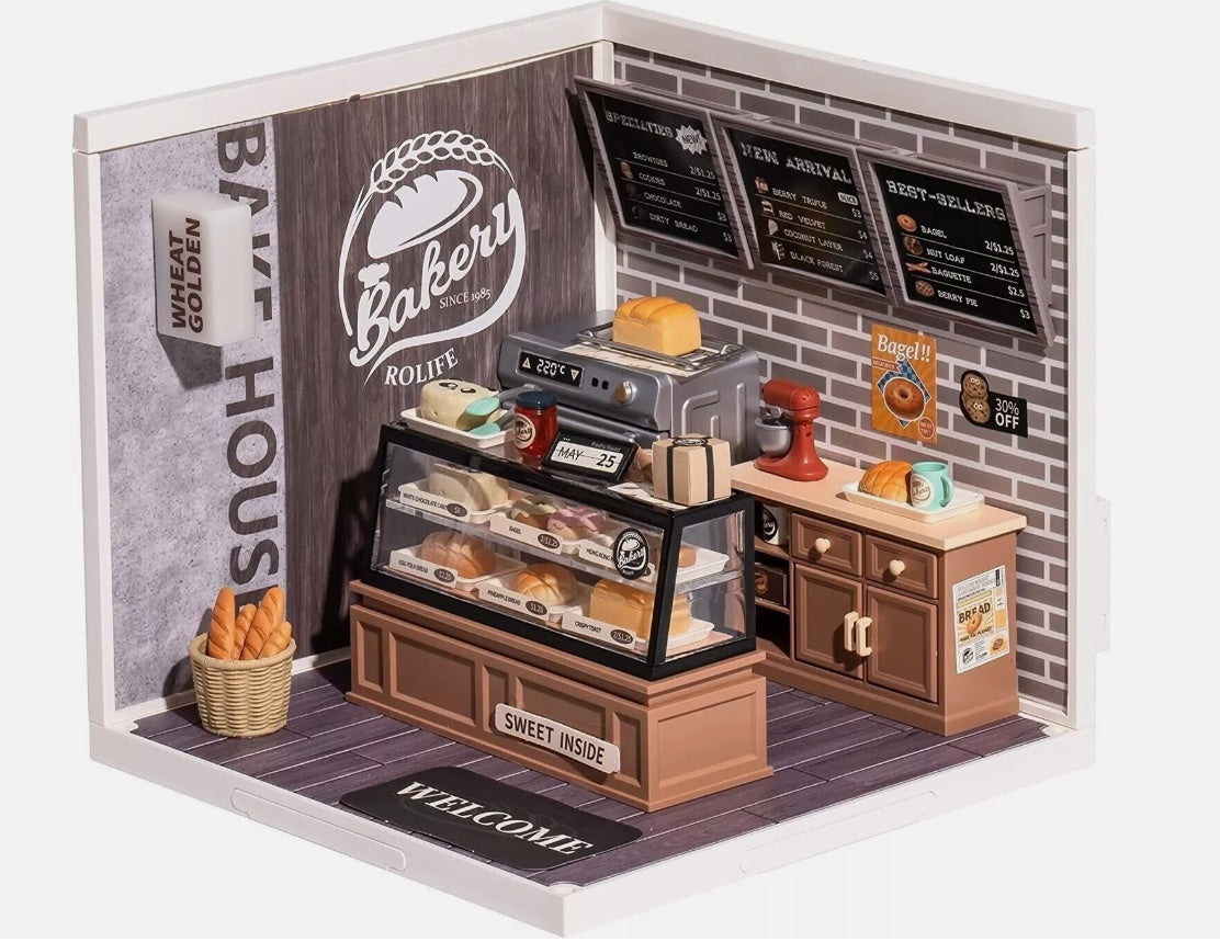 CraftAura Super Creator Golden Wheat Bakery DIY Miniature House Kit DW005