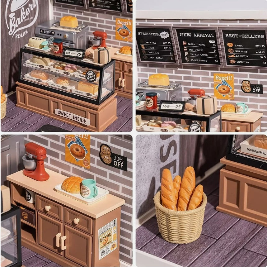 CraftAura Super Creator Golden Wheat Bakery DIY Miniature House Kit DW005