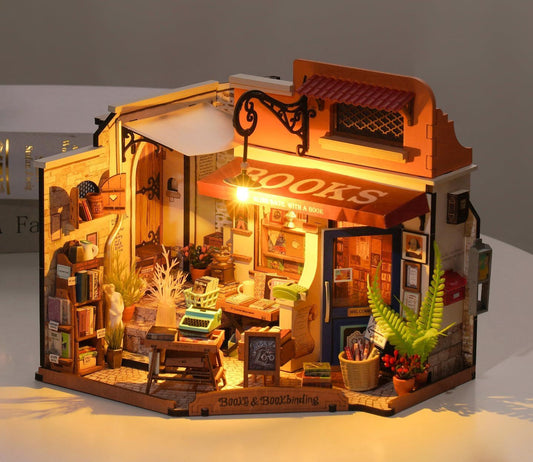 CraftAura Corner Bookstore DIY Miniature House Kit DG164