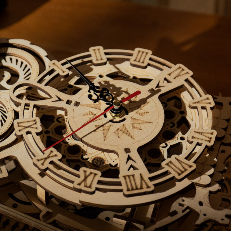 CraftAura Owl Clock Mechanical Gears 3D Wooden Puzzle LK503