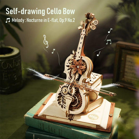 CraftAura Magic Cello Mechanical Music Box 3D Wooden Puzzle AMK63