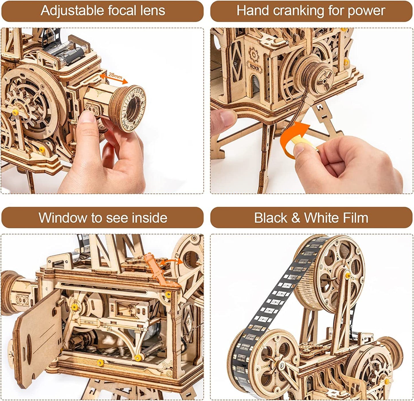 CraftAura Vitascope Movie Projector 3D Wooden Puzzle LK601